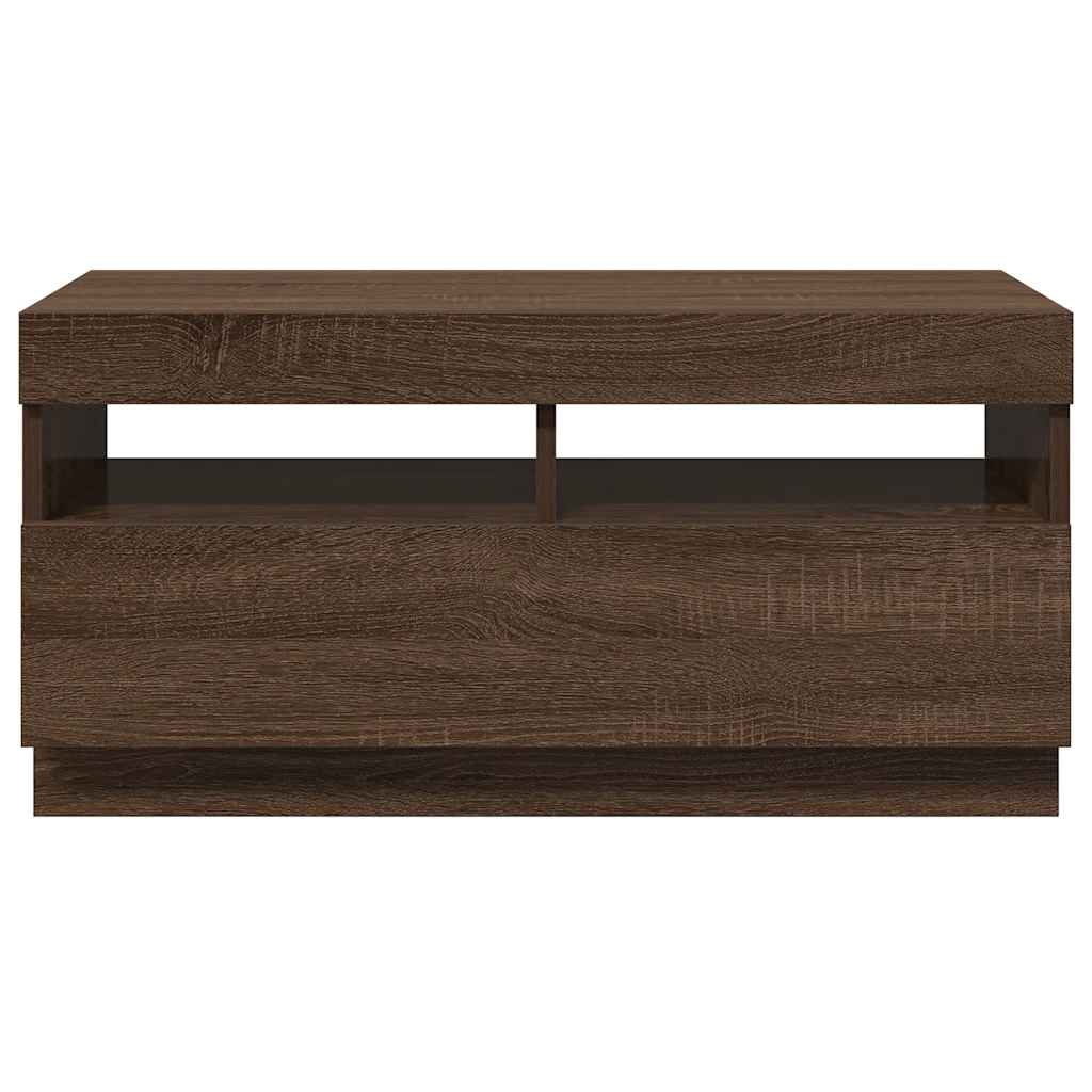 TV-Schrank mit LED-Leuchten Braun Eichen-Optik 80x35x40 cm