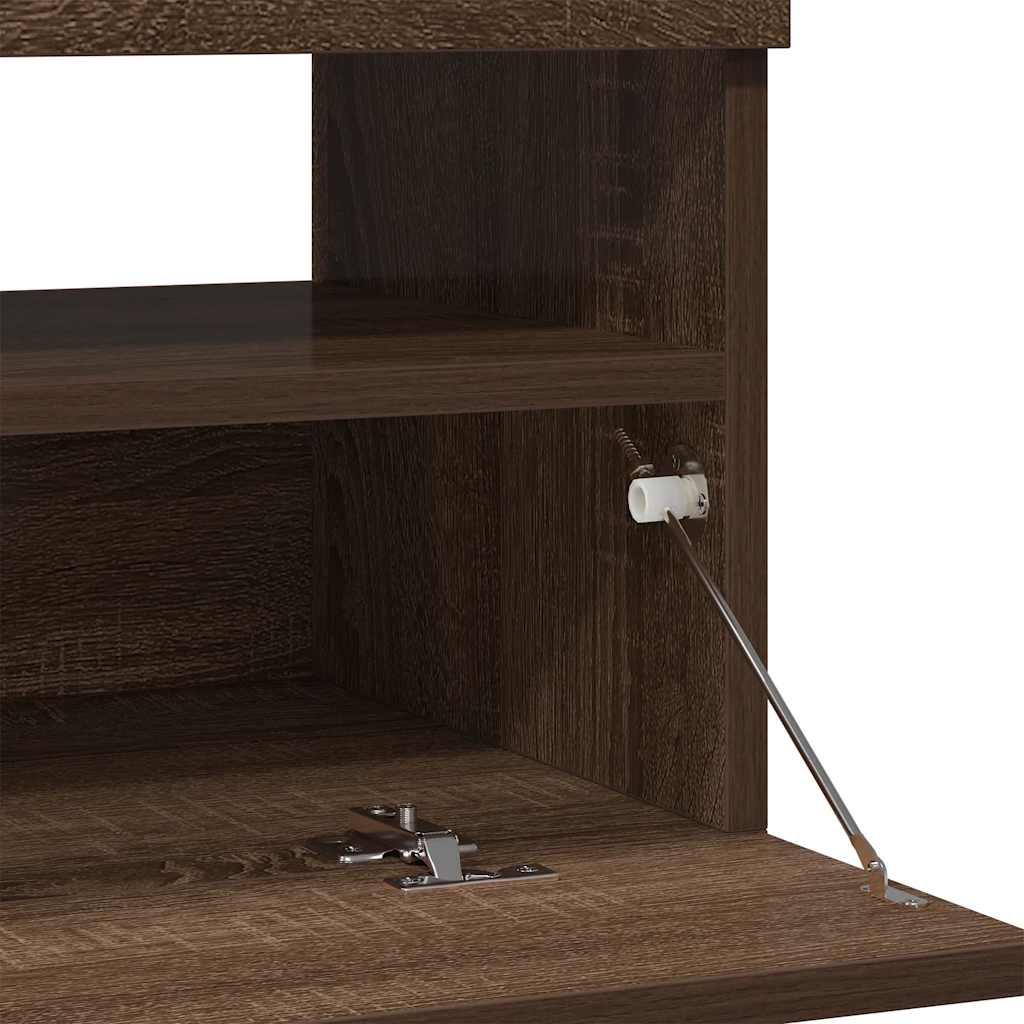 TV-Schrank mit LED-Leuchten Braun Eichen-Optik 80x35x40 cm