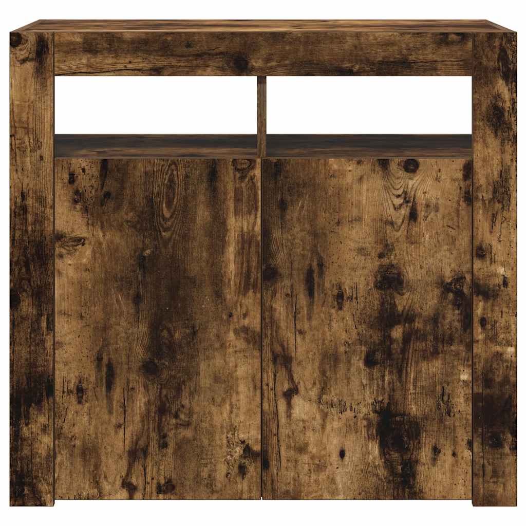 Sideboard mit LED-Beleuchtung Räuchereiche 80x35x75 cm