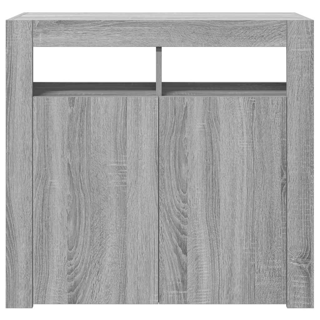 Sideboard mit LED-Beleuchtung Grau Sonoma 80x35x75 cm