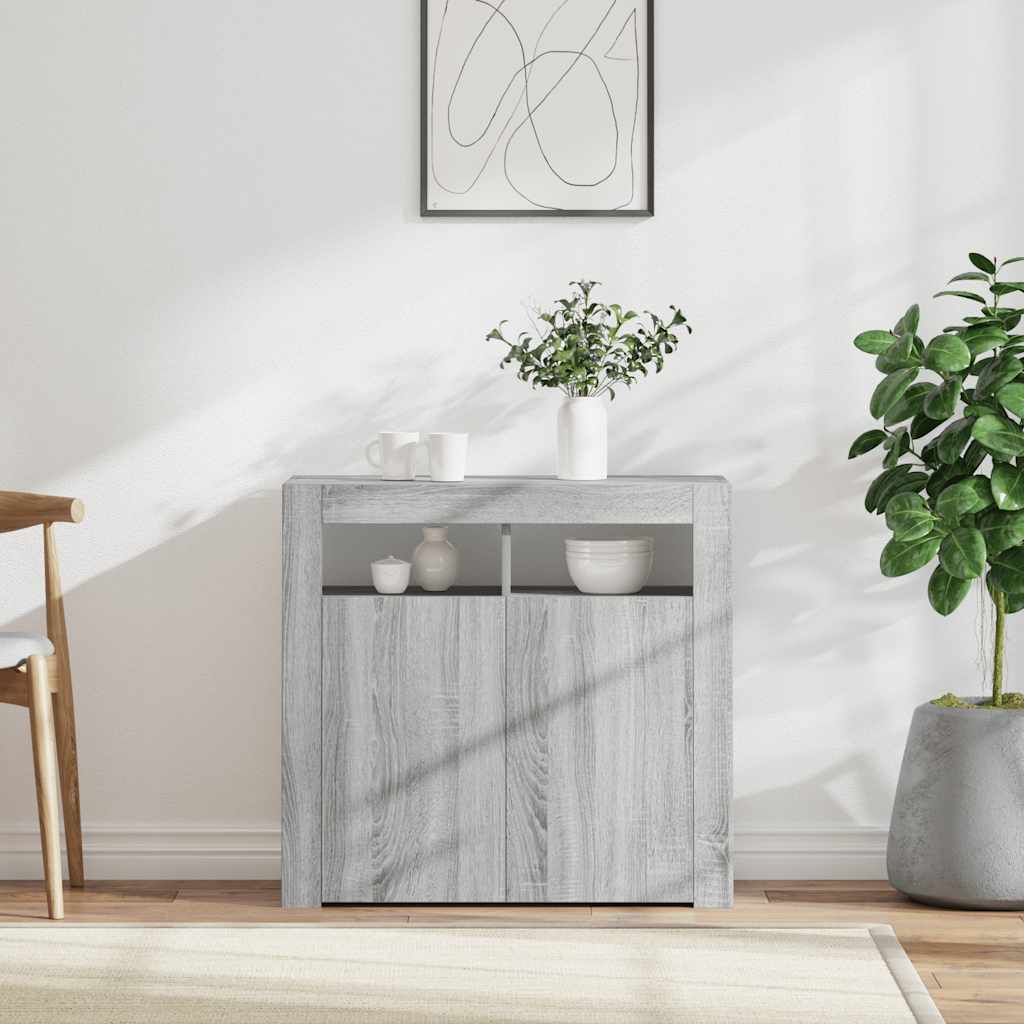 Sideboard mit LED-Beleuchtung Grau Sonoma 80x35x75 cm