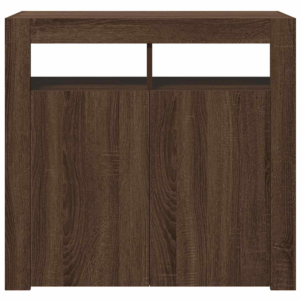 Sideboard mit LED-Beleuchtung Braun Eichen-Optik 80x35x75 cm