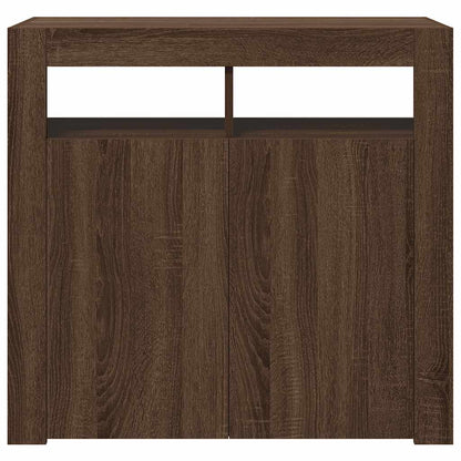 Sideboard mit LED-Beleuchtung Braun Eichen-Optik 80x35x75 cm