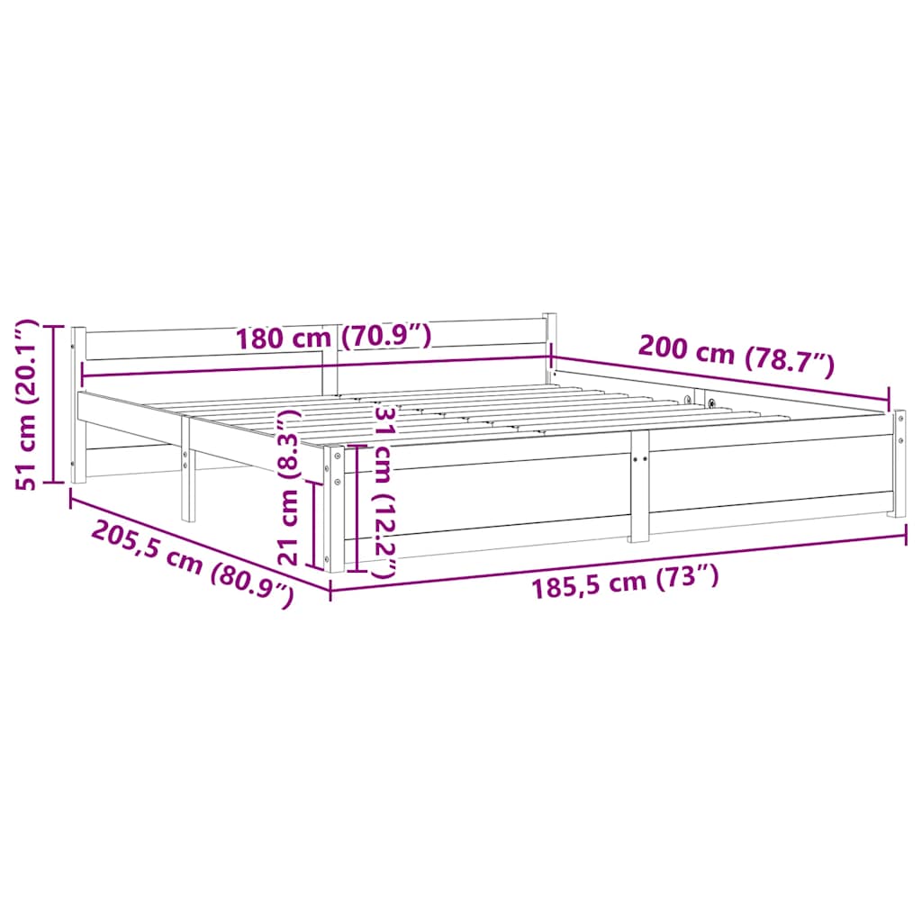 Massivholzbett 180x200 cm
