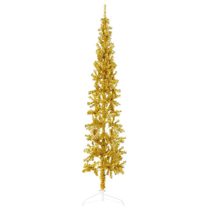 Künstlicher Halb-Weihnachtsbaum mit Ständer Schlank Gold 210 cm