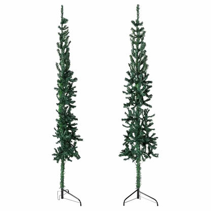 Künstlicher Halb-Weihnachtsbaum mit Ständer Schlank Grün 210 cm