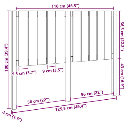 Kopfteil Schwarz 125,5x4x100 cm Massivholz Kiefer