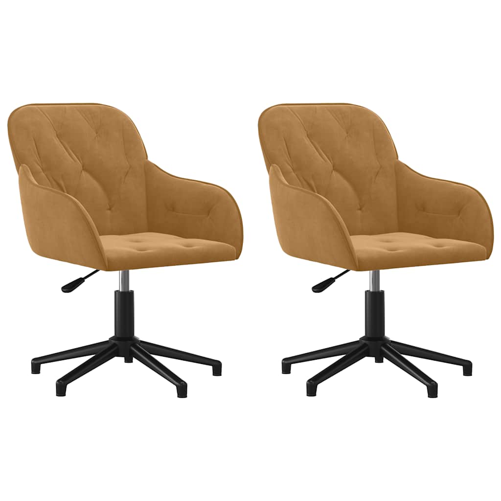 Esszimmerstühle 2 Stk. Drehbar Braun Samt