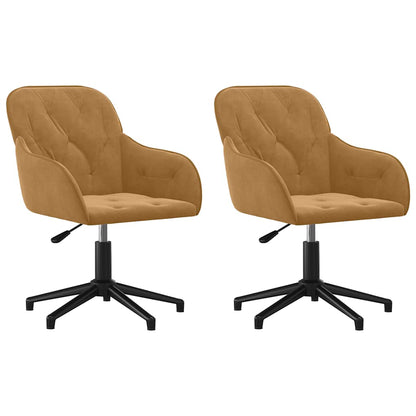 Esszimmerstühle 2 Stk. Drehbar Braun Samt