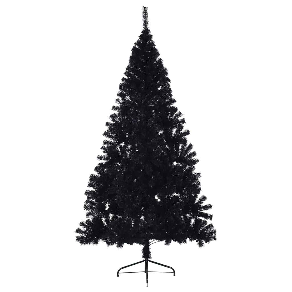 Künstlicher Halb-Weihnachtsbaum mit Ständer Schwarz 180 cm PVC