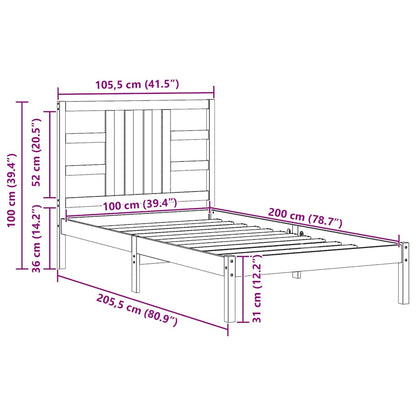 Massivholzbett Weiß 100x200 cm
