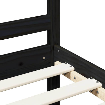 Massivholzbett Schwarz 200x200 cm