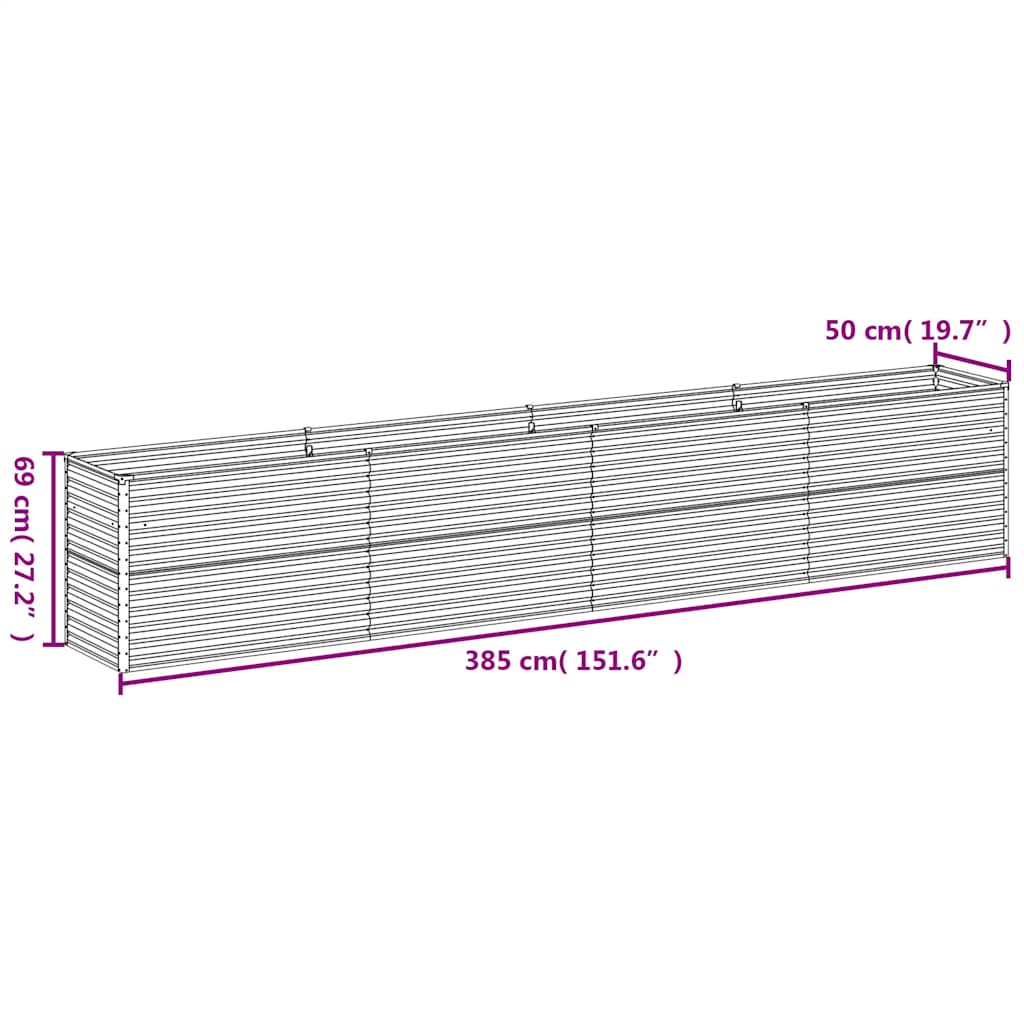 Garten-Hochbeet 385 x 50 x 69 cm Cortenstahl