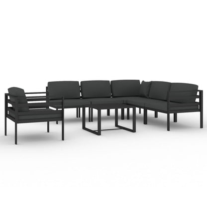 7-tlg. Garten-Lounge-Set mit Kissen Aluminium Anthrazit