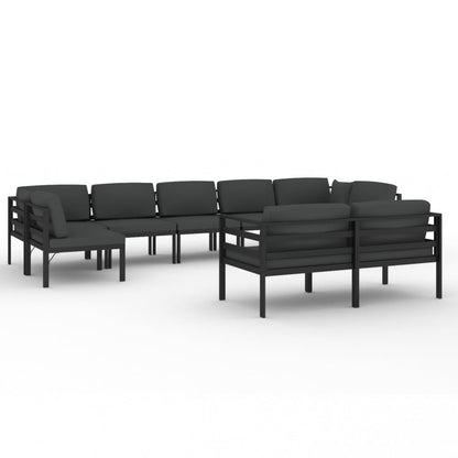 9-tlg. Garten-Lounge-Set mit Kissen Aluminium Anthrazit