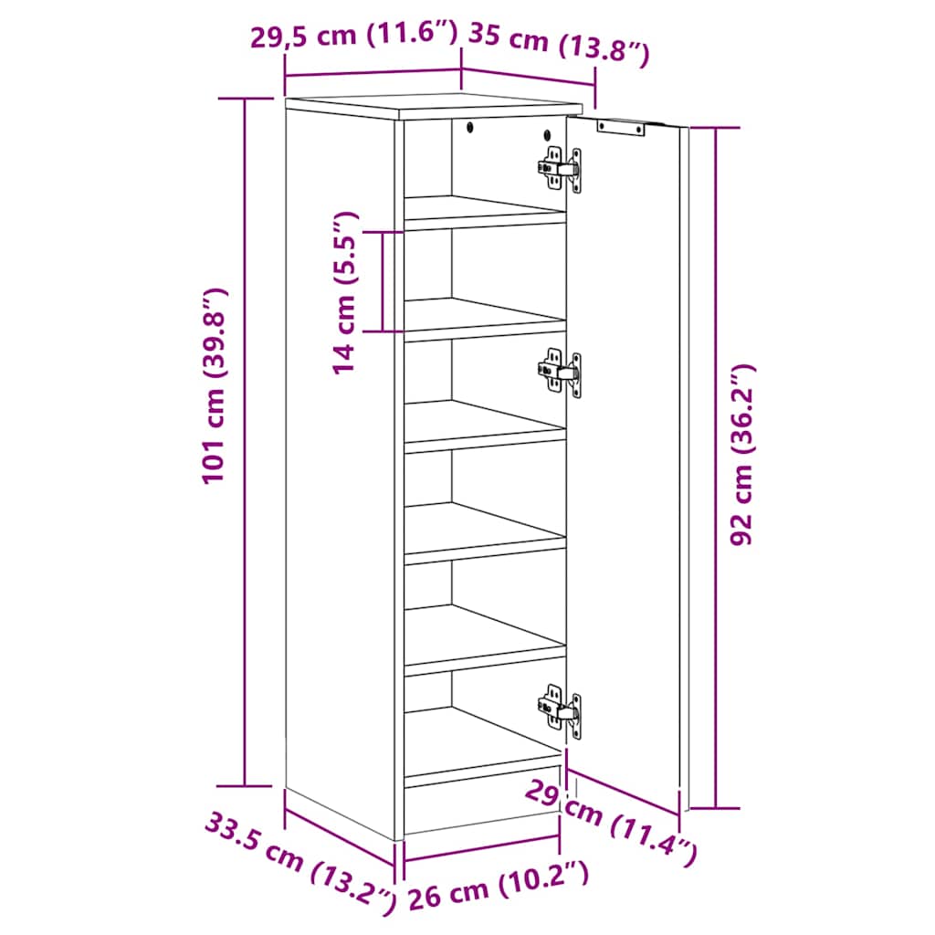 Schuhschrank Weiß 30x35x100 cm Holzwerkstoff
