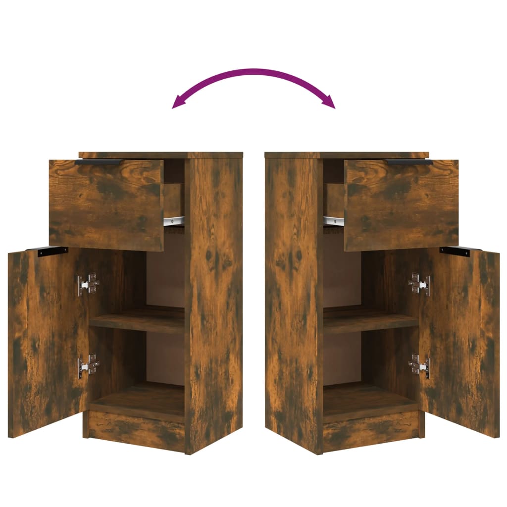 Sideboards 2 Stk. Räuchereiche 30x30x70 cm Holzwerkstoff