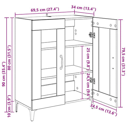 Sideboard Grau Sonoma 69,5x34x90 cm Holzwerkstoff