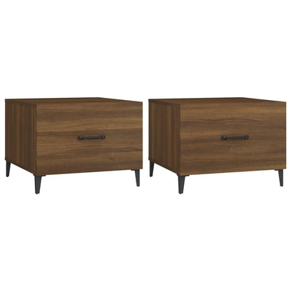 Couchtische Metallbeine 2 Stk. Braun Eichen-Optik 50x50x40 cm