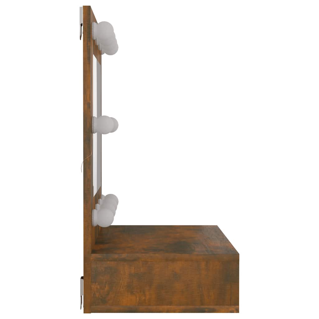 Spiegelschrank mit LED Räuchereiche 60x31,5x62 cm