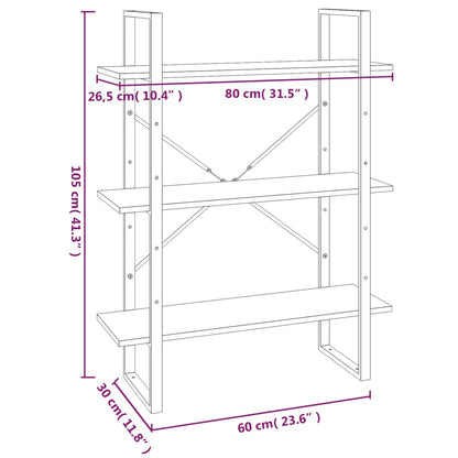 Bücherregal 5 Fächer Grau Sonoma-Eiche 80x30x175 Holzwerkstoff