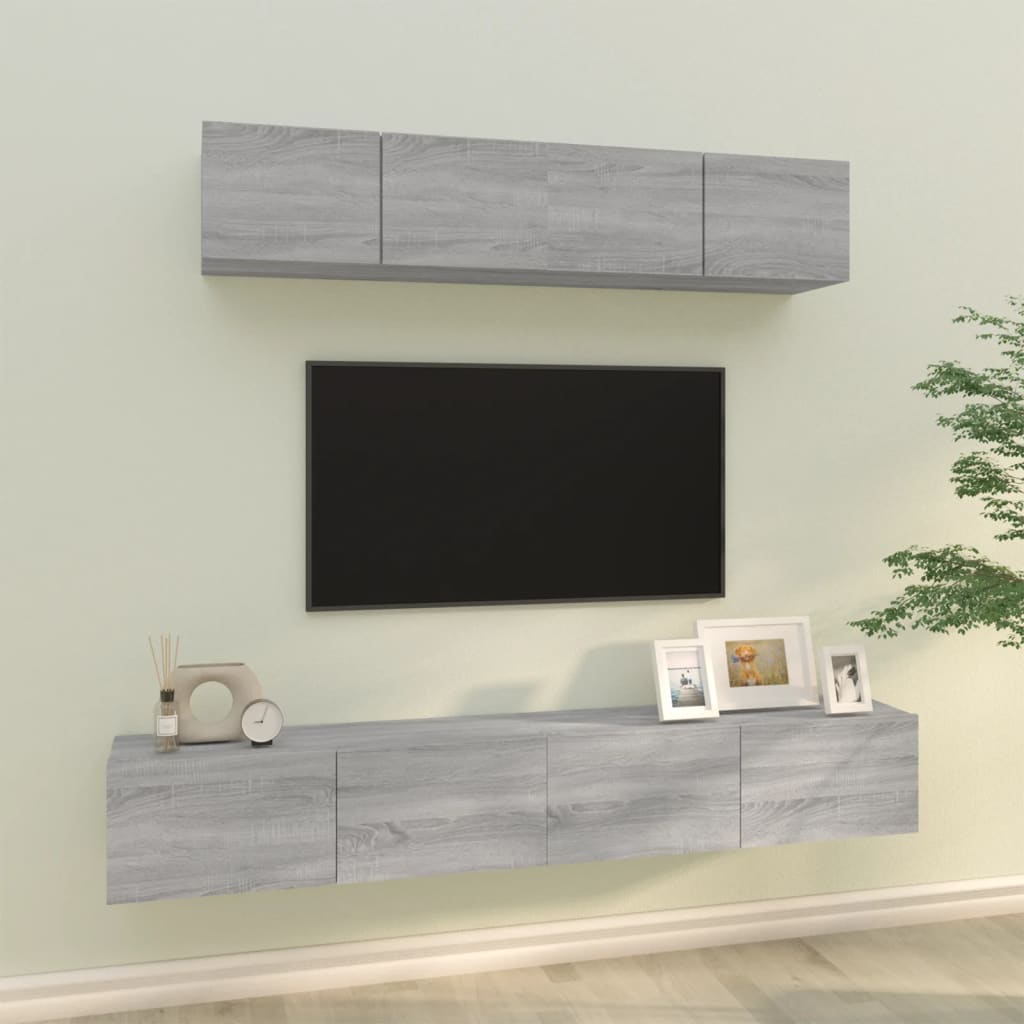 4-tlg. TV-Schrank-Set Grau Sonoma Holzwerkstoff