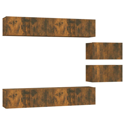 6-tlg. TV-Schrank-Set Räuchereiche Holzwerkstoff