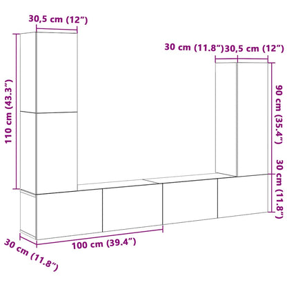 4-tlg. TV-Schrank-Set Grau Sonoma Holzwerkstoff