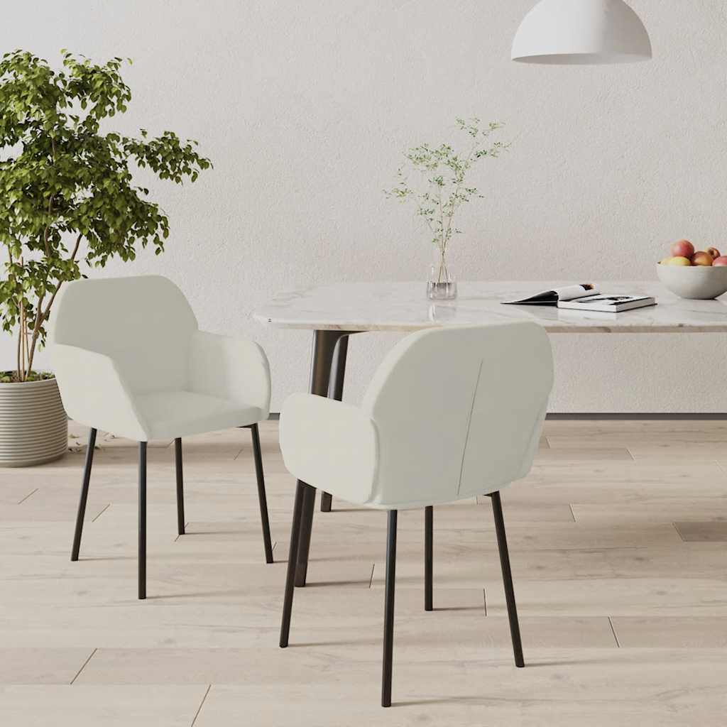 Esszimmerstühle 2 Stk. Creme Samt
