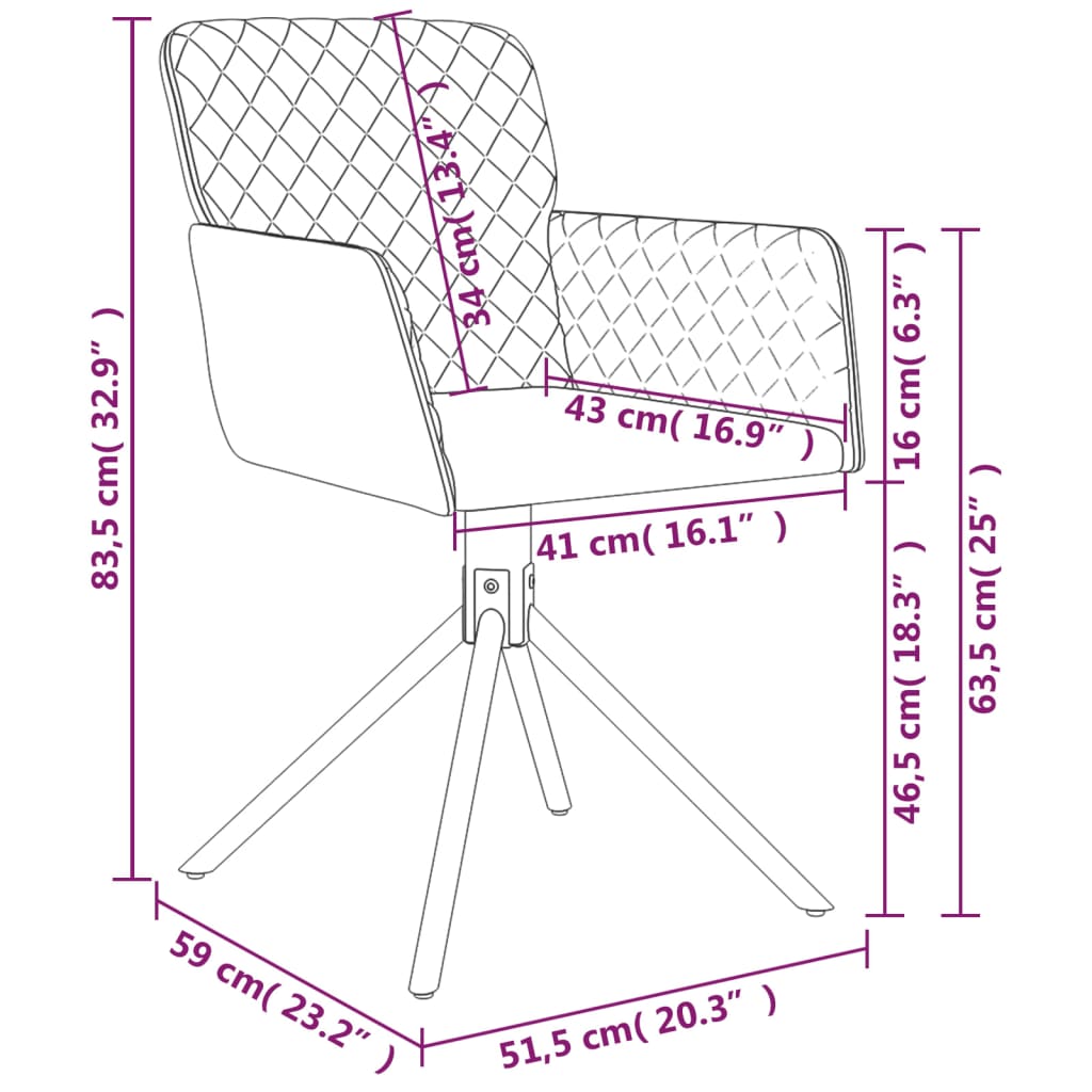 Esszimmerstühle 2 Stk. Drehbar Schwarz Samt