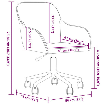 Bürostuhl Drehbar Hellgrau Samt