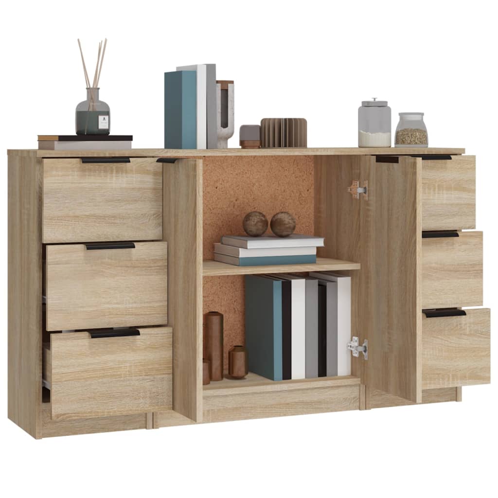 Sideboards 3 Stk. Sonoma-Eiche Holzwerkstoff