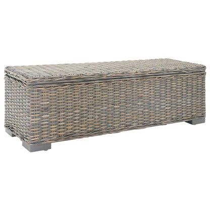 Truhe Grau 110 cm Natur Kubu Rattan & Massivholz Mahagoni