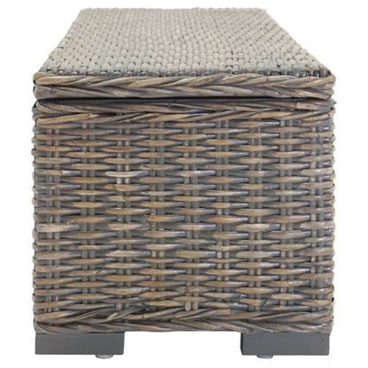 Truhe Grau 110 cm Natur Kubu Rattan & Massivholz Mahagoni