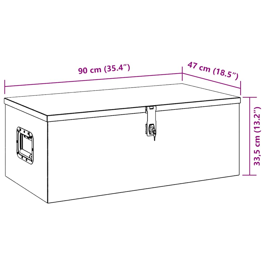 Aufbewahrungsbox Schwarz 90x47x33,5 cm Aluminium