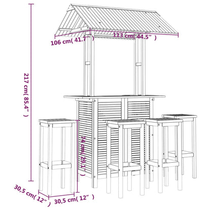 5-tlg. Gartenbar-Set Massivholz Akazie