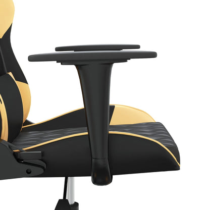 Gaming-Stuhl mit Massagefunktion Schwarz & Golden Kunstleder