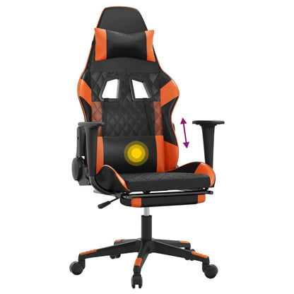 Gaming-Stuhl mit Massage & Fußstütze Schwarz Orange Kunstleder