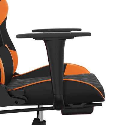 Gaming-Stuhl mit Massage & Fußstütze Schwarz Orange Kunstleder