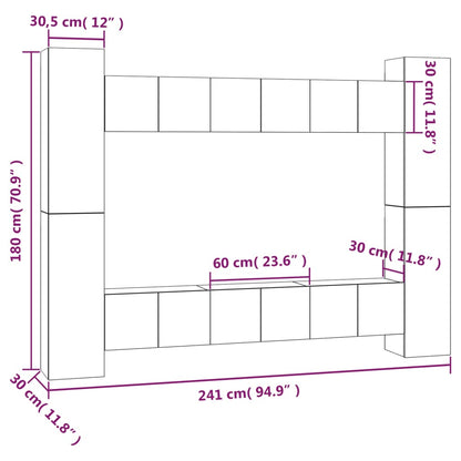 10-tlg. TV-Schrank-Set Räuchereiche Holzwerkstoff