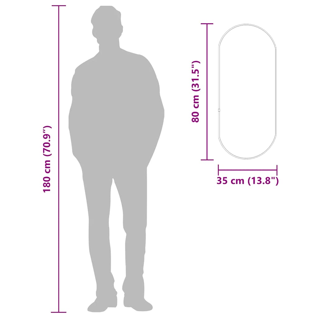 Wandspiegel Schwarz 80x35 cm Oval