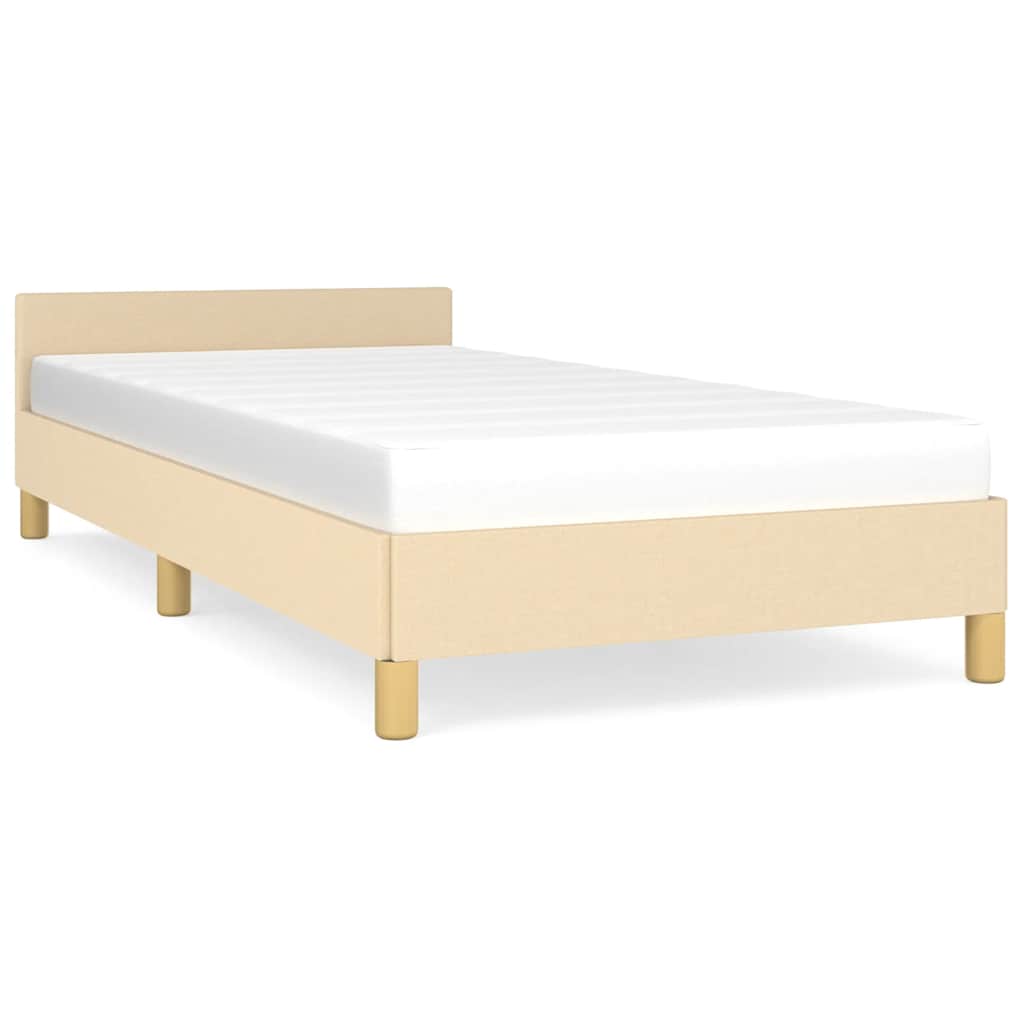 Bettgestell mit Kopfteil ohne Matratze Creme 90x190 cm Stoff