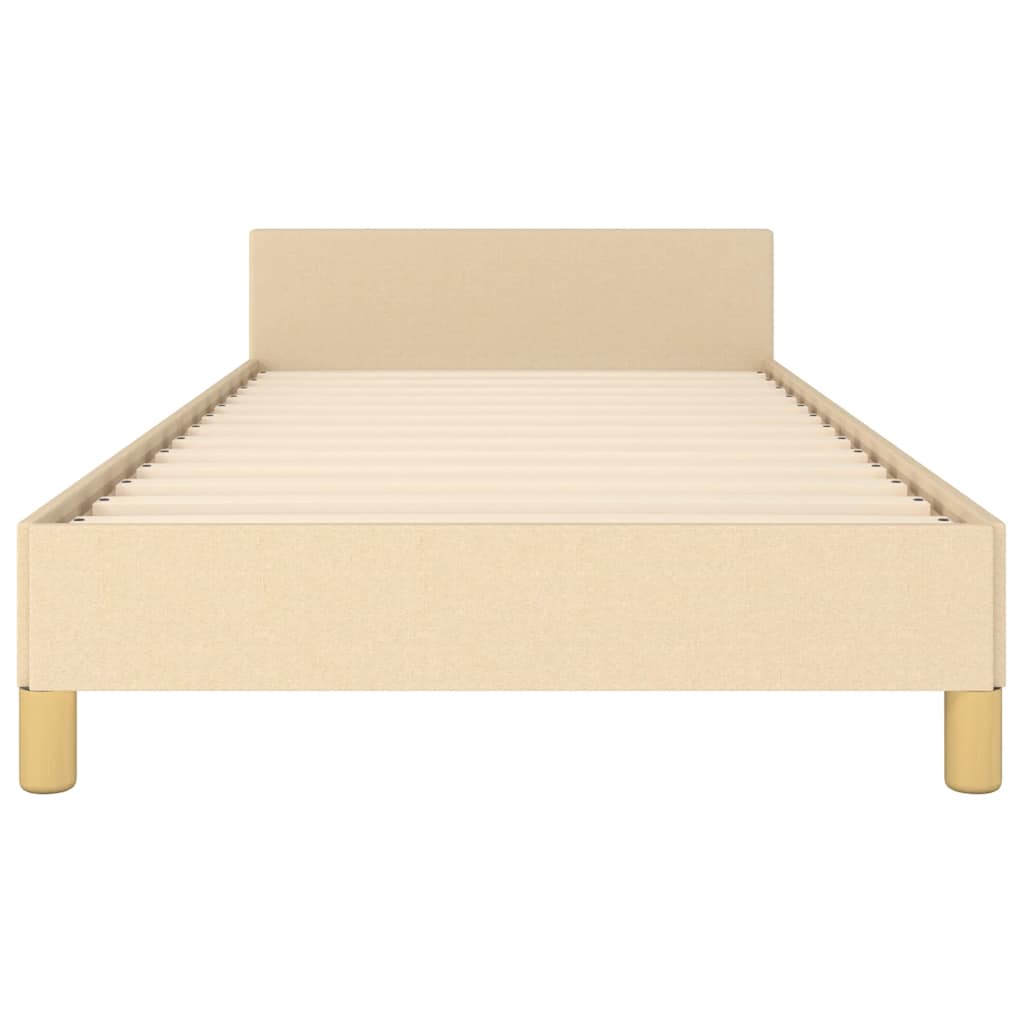 Bettgestell mit Kopfteil ohne Matratze Creme 90x190 cm Stoff