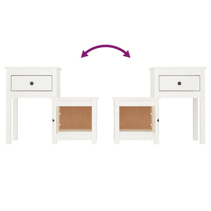 Nachttisch Weiß 79,5x38x65,5 cm Massivholz Kiefer