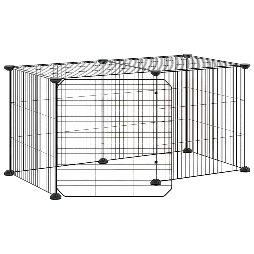 8-tlg. Haustierkäfig mit Tür Schwarz 35x35 cm Stahl