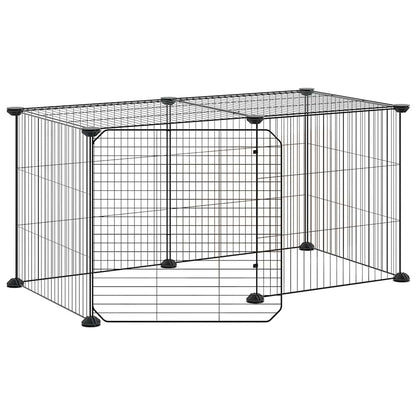 8-tlg. Haustierkäfig mit Tür Schwarz 35x35 cm Stahl