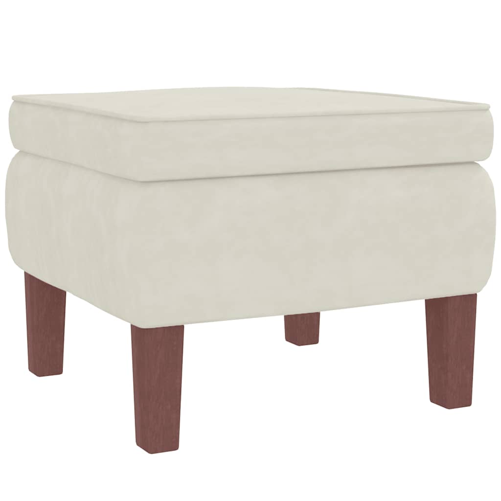 Schaukelstuhl Ohrensessel Creme Samt und Massivholz