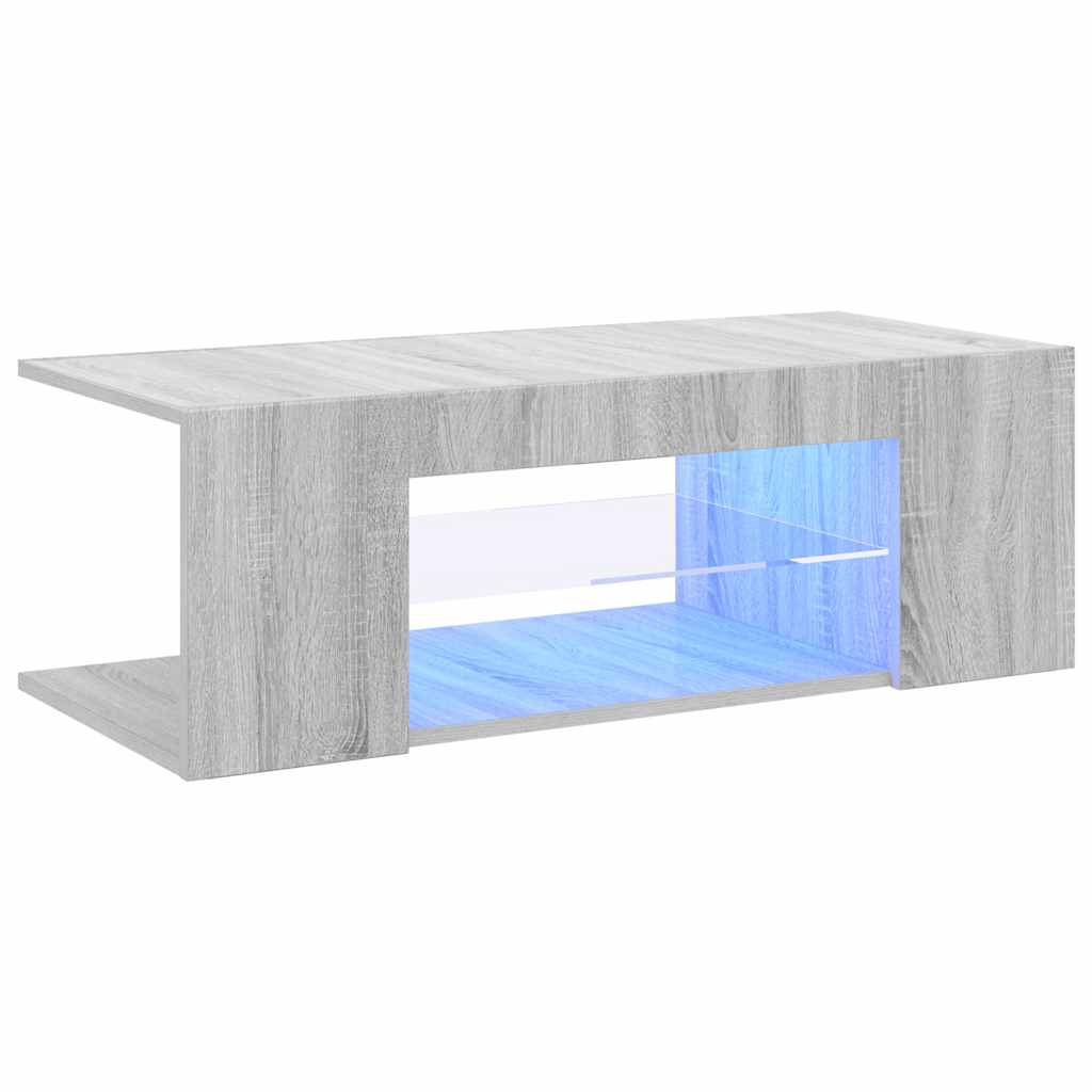 TV-Schrank mit LED-Leuchten Grau Sonoma 90x39x30 cm