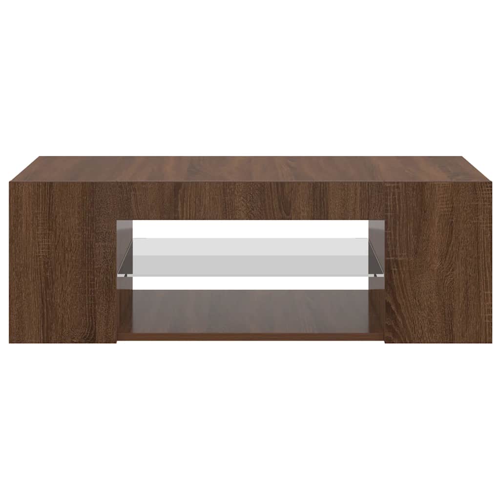 TV-Schrank mit LED-Leuchten Braun Eichen-Optik 90x39x30 cm