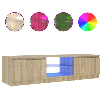 TV-Schrank mit LED-Leuchten Räuchereiche 140x40x36 cm